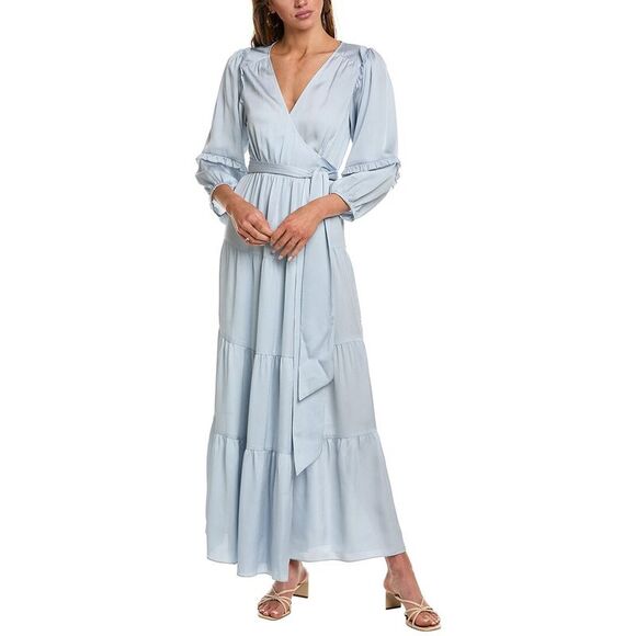 bash blue dress Botanic Bash Front Tie Maxi Dress S / ocean-blue